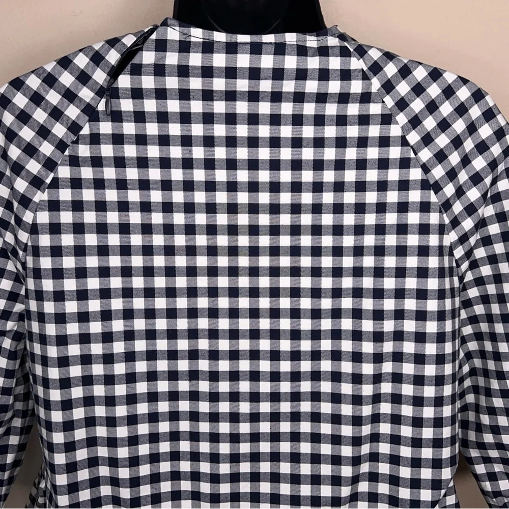 Small Victoria Beckham For Target Gingham Blue White Plaid Ruffle Preppy Cotton